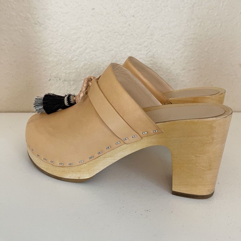 Loeffler Randall Roberta Leather Wooden Clogs Shoes with Tassels Sz. 9 - Picture 6 of 17